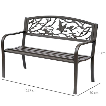 Outsunny Banco De Jardín Con Respaldo Con Imagen De Animales 127x60x85 Cm Marrón_2