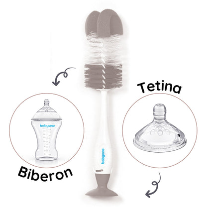 Cepillo Limpia Biberones Botellas Y Tetinas Con Ventosa Grey_1
