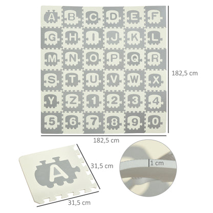 Homcom Alfombra Puzzle Para Bebés 36 Piezas De Eva Con 26 Letras (a-z) Y Números_2