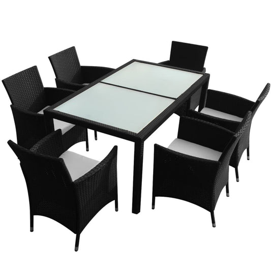 Vidaxl Set Comedor De Jardín 7 Piezas Y Cojines Ratán Sintético Negro_0
