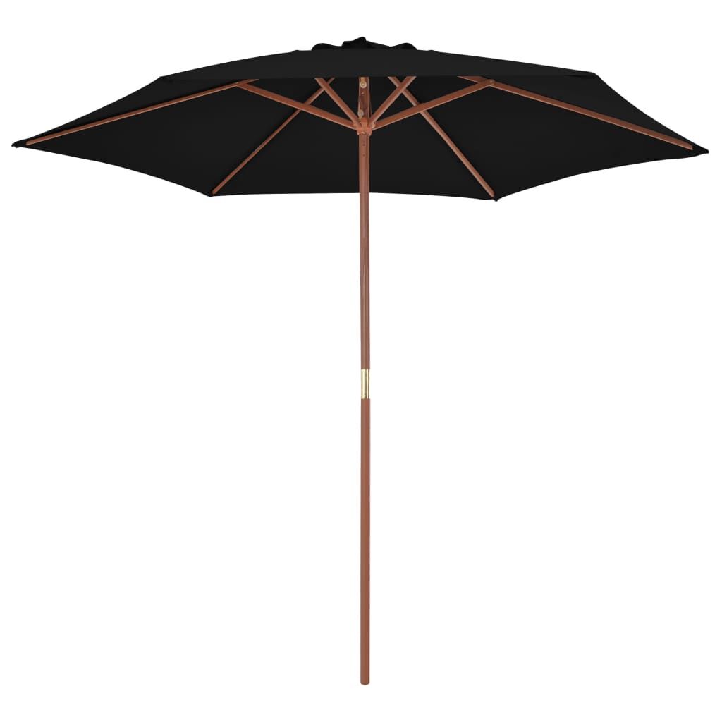 Vidaxl Sombrilla De Jardín Con Palo De Madera Negro 270 Cm_1