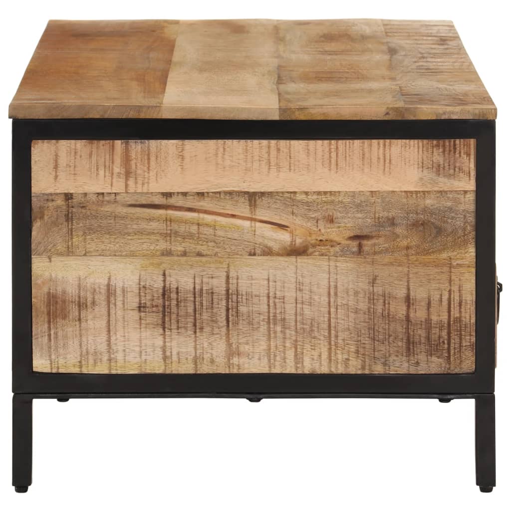 Mesa De Centro De Madera Maciza De Mango Rugosa 90x50x30 Cm_2