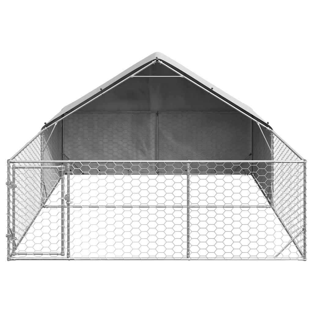 Caseta Perros Exterior Con Corral 4x3x1,9 M Acero Galvanizado_2