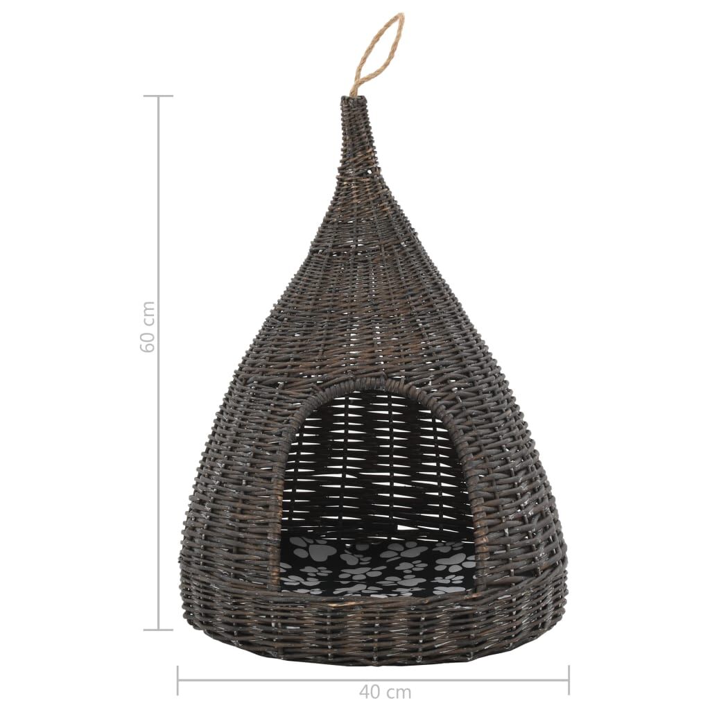 Vidaxl Casa Para Gatos Con Cojín Forma Tipi Sauce Natural Gris 40x60cm_2