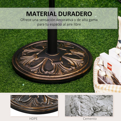 Outsunny Base De Sombrilla Redondo Peso 13 Kg De Hdpe Y Cemento Ø48x34 Cm Bronce_4