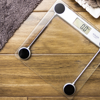 Báscula De Baño Digital Cristal Templado, Alta Medición 150 Kg 100 G, Apagado Automático, Fácil Adler Ad 8121 Transparente