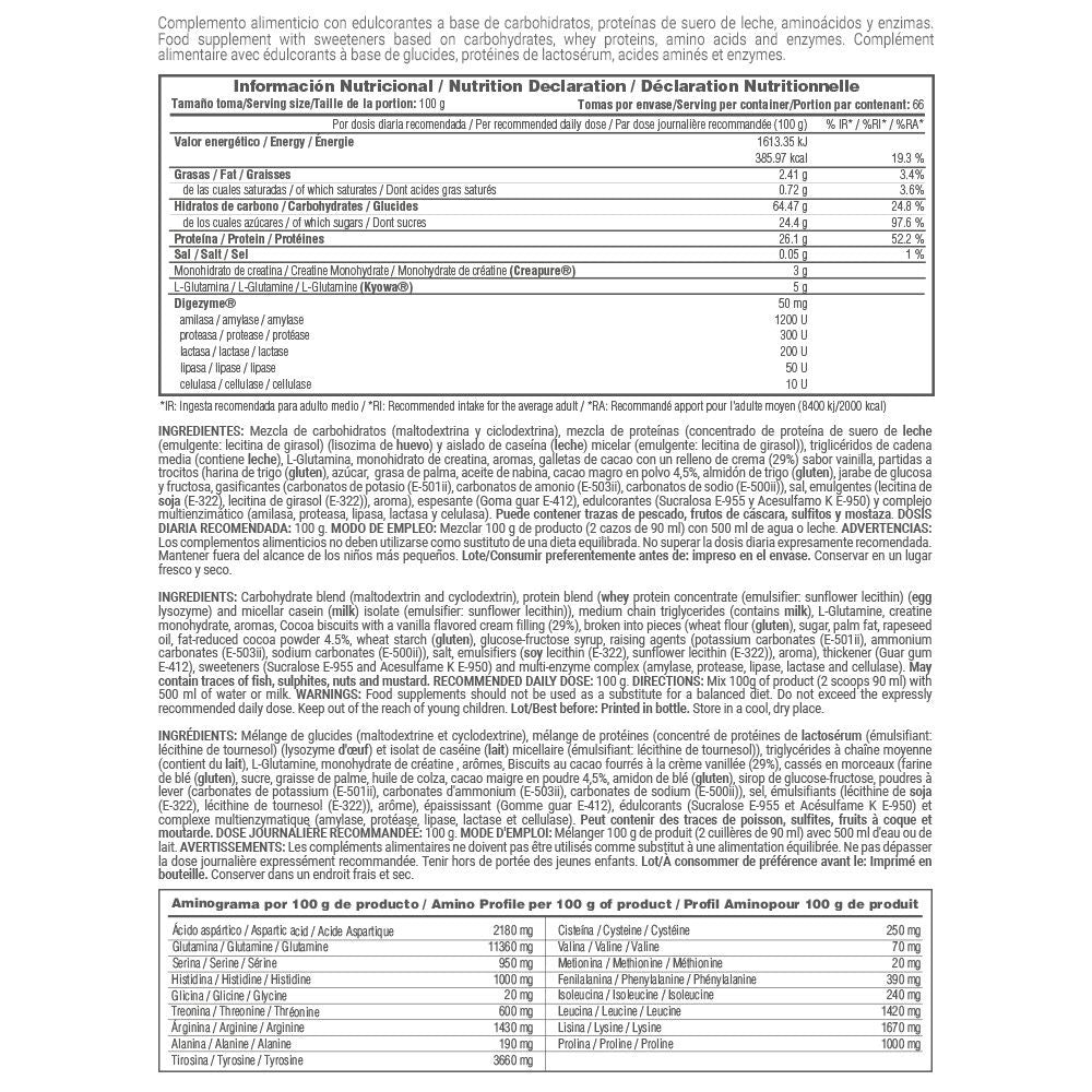 Gainer Mass Formula - 3 Kg - Black Cookies - Aumenta La Masa Muscular - Masmusculo_5