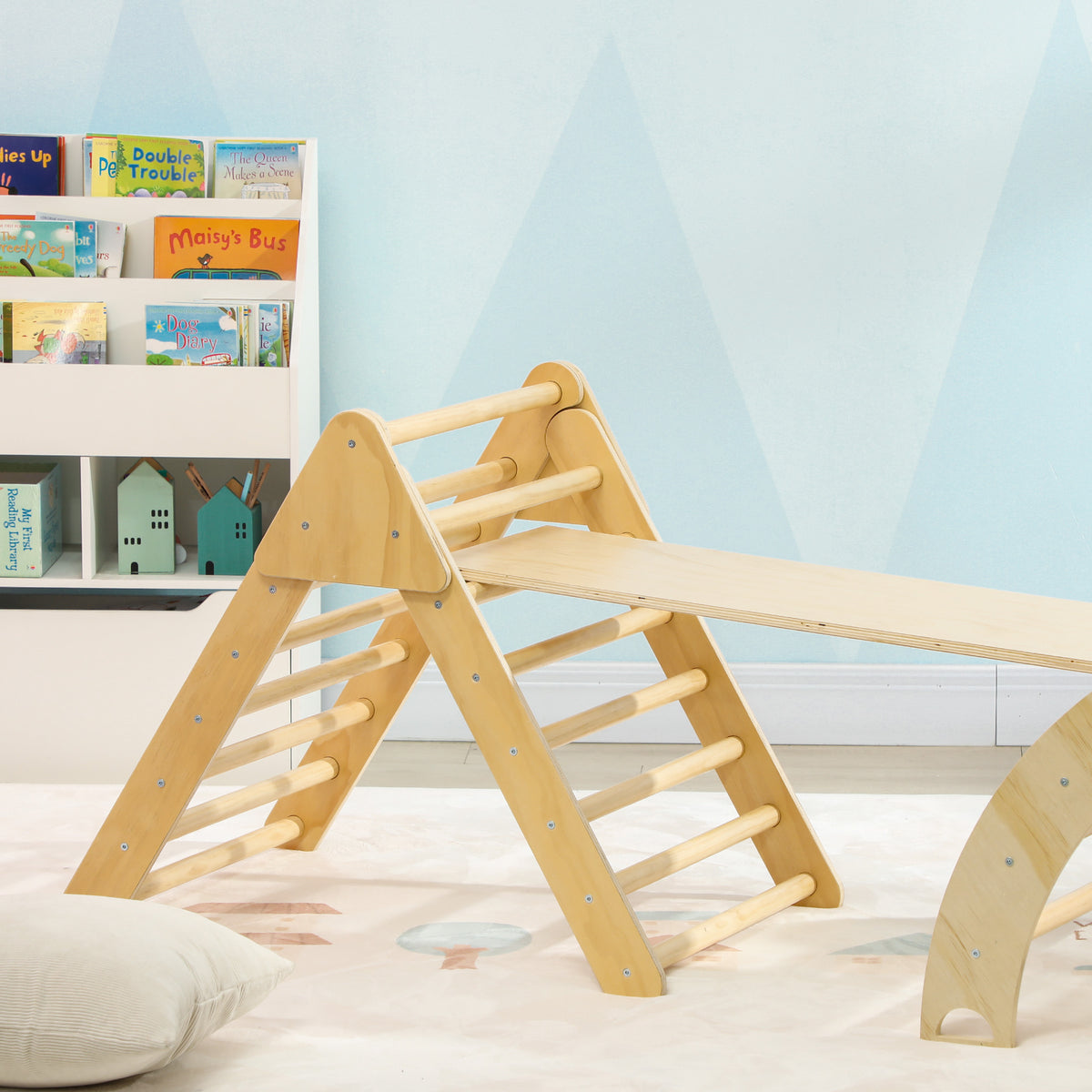 Escalador Para Niños Aiyaplay Tablero Multicapa De Pino Madera Natural 219x72.5x68.5 Cm_4