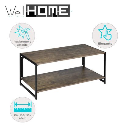 Well Home Mesa De Centro ''ades'' De Estructura De Metal Negro Vintage_1