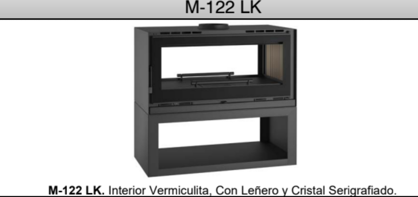 BRICOSOL Estufa de leña frontal con leñero y turbinas FM Modelo M-122 LK_3