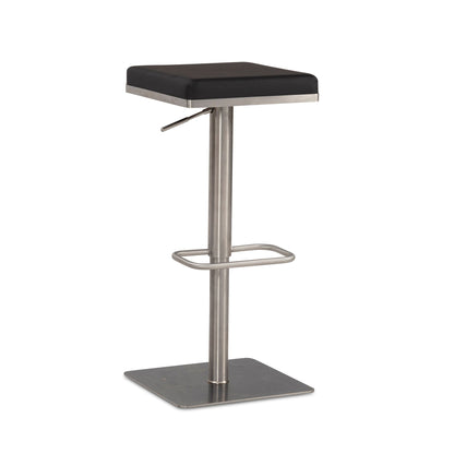 Taburete De Bar Negro De Piel Sintética De Acero Inoxidable_0
