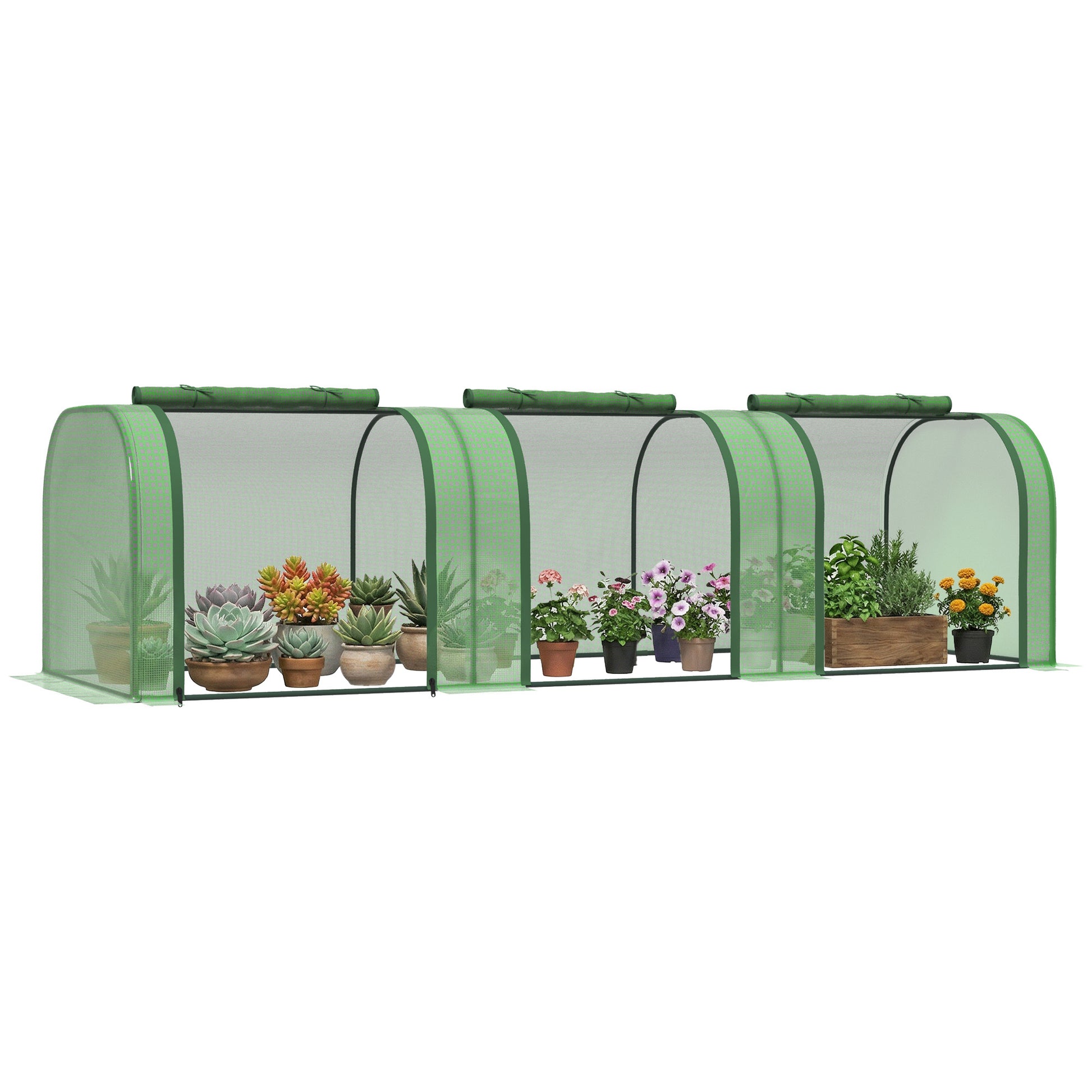 Outsunny Mini Invernadero 295x100x80 Cm Para Jardín Cultivo De Plantas Verde_0