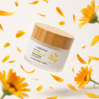 Crema Facial de Caléndula Labnatur 50 ml | Camomila, Almendras y Colágeno Marino | Cuidado Calmante para Piel Sensible_4