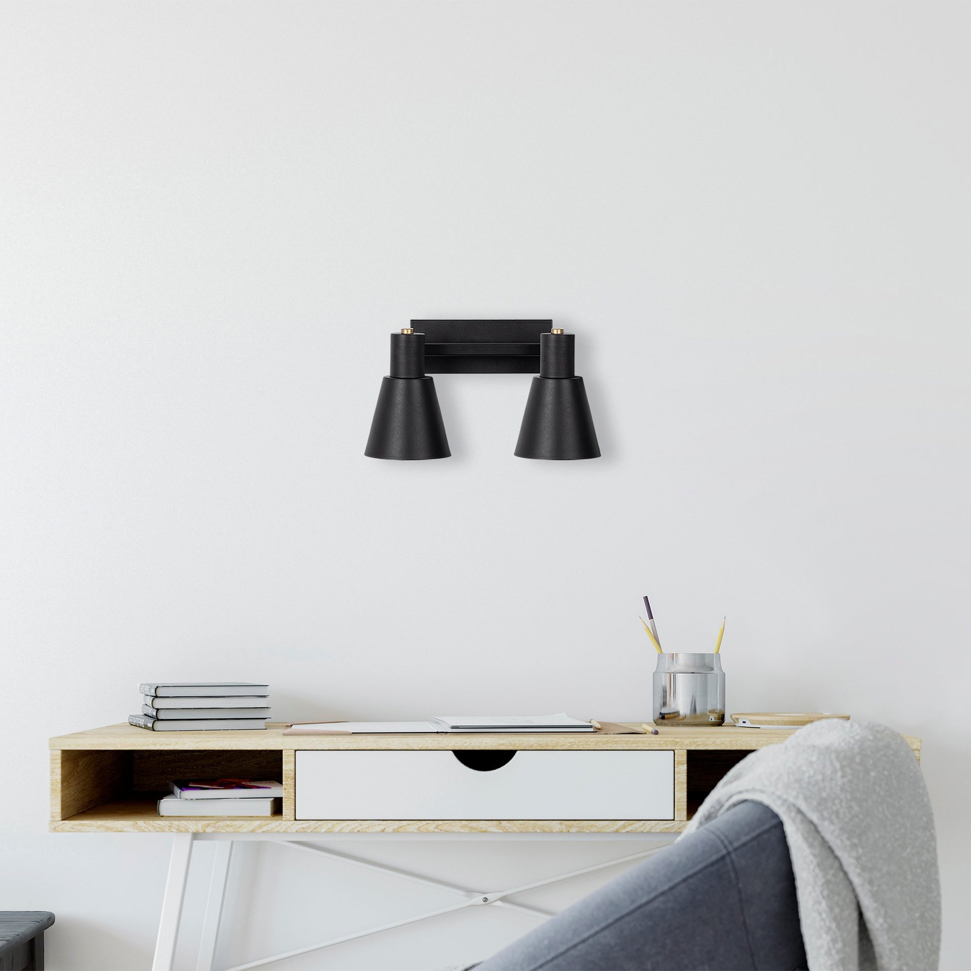 Aplique De Pared, Metal , Negro, 38x21x21, Casquillo 2 X E27 Max 40 W_5