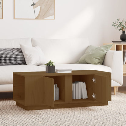 Mesa De Centro Madera Maciza De Pino Marrón Miel 110x50x40 Cm_1