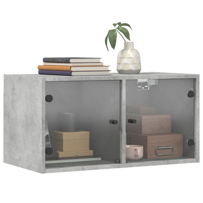 Mueble Pared Puertas Vidrio 2 Uds Gris Hormigón 68,5x37x35 Cm_3