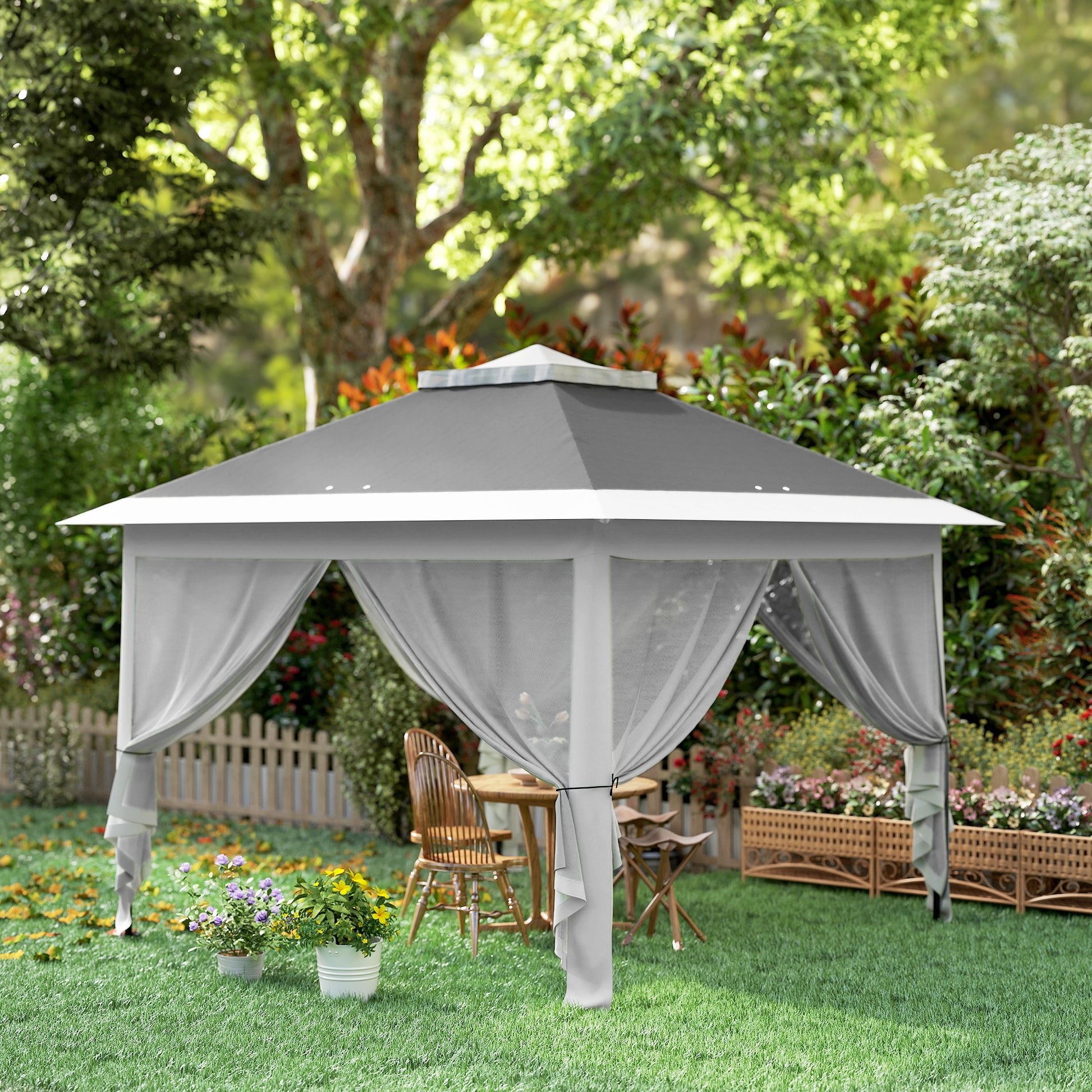 Outsunny Carpa Plegable 3,3x3,3 M Pop-up Altura Ajustable Doble Techo Anti-uv_3