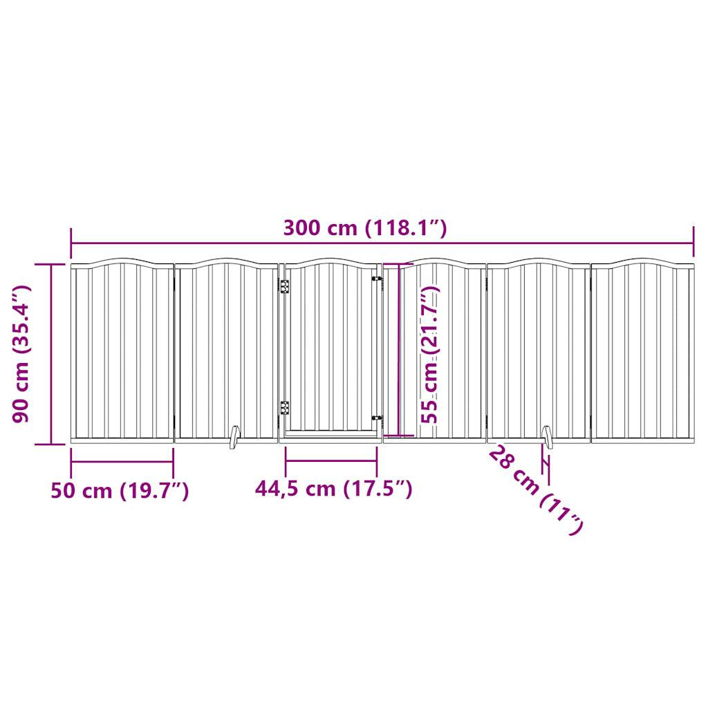 Vidaxl Puerta Para Perros Plegable 6 Paneles Álamo Marrón Roble 300 Cm_2