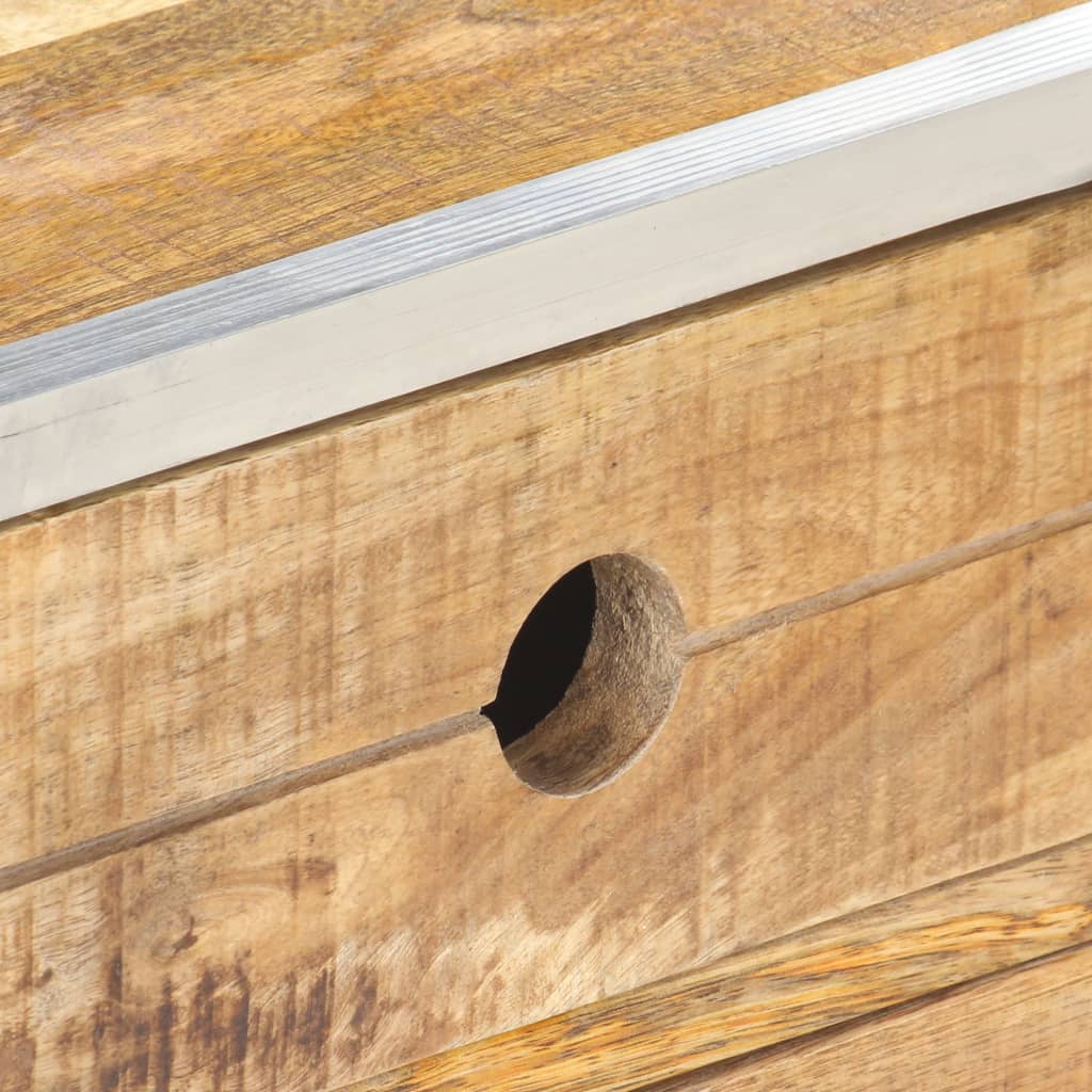 Mesa De Centro De Madera Maciza De Mango Rugosa 89x59x33 Cm_3