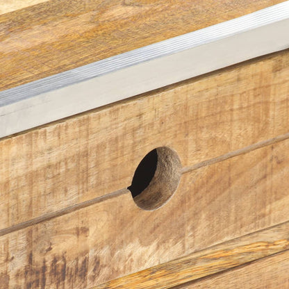 Mesa De Centro De Madera Maciza De Mango Rugosa 89x59x33 Cm_3