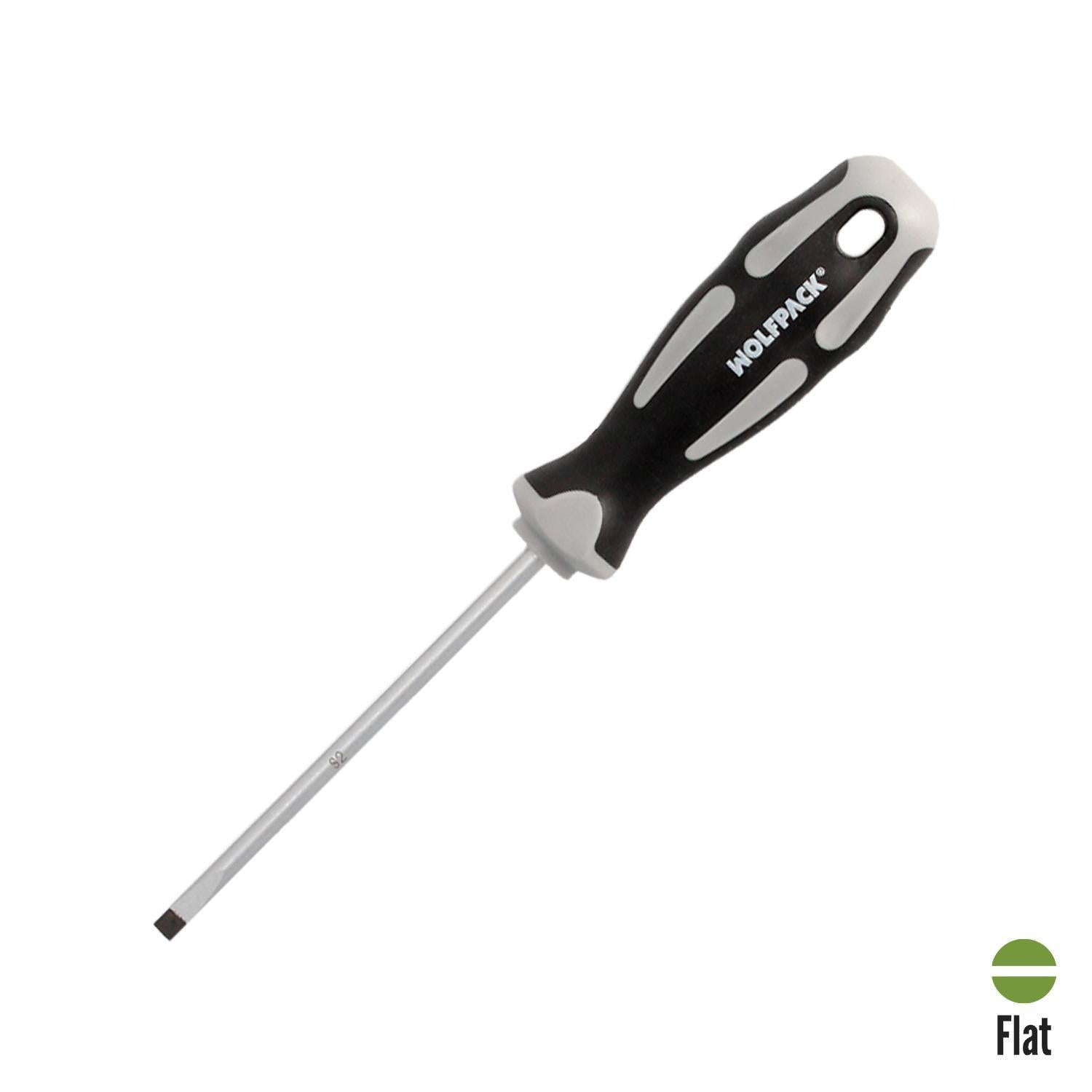 Destornillador Plano Vaciado Acero S2 Mango Tpr Bimaterial. Medida 1,0 X Ø 5,0 X 100 Mm.  Din5265_0