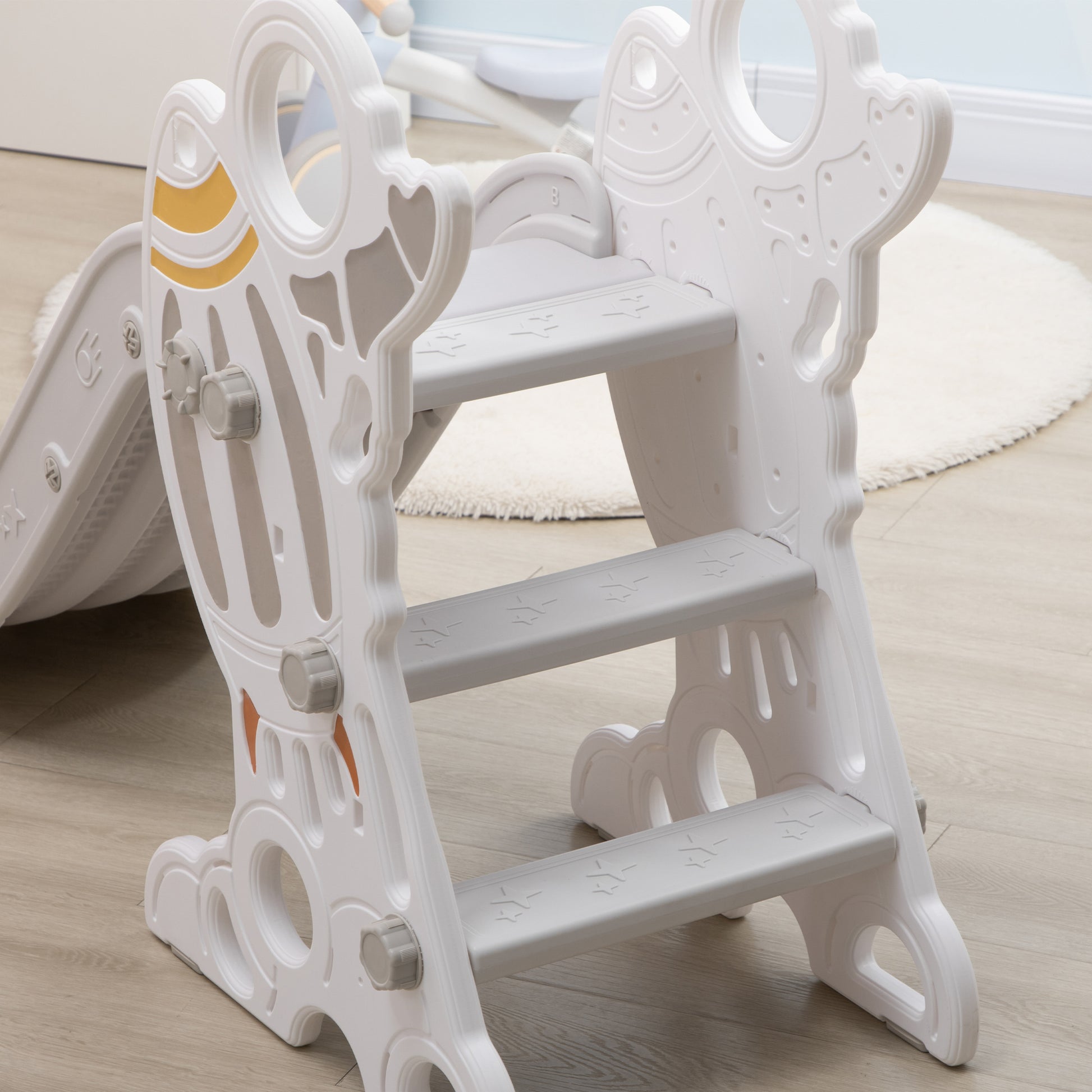 Aiyaplay Tobogán Para Niños De 18-36 Meses Con 3 Escaleras 157x46,5x80 Cm Gris_4