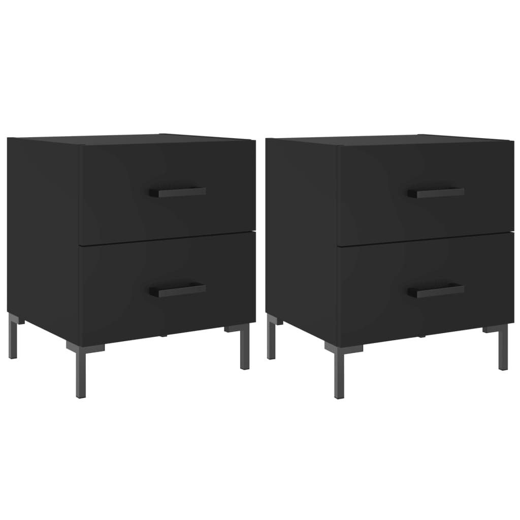 Mesitas De Noche 2 Uds Madera Ingeniería Negro 40x35x47,5 Cm_0