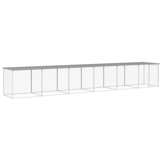 Vidaxl Gallinero Con Techo Acero Galvanizado Gris Claro 603x98x90 Cm_0
