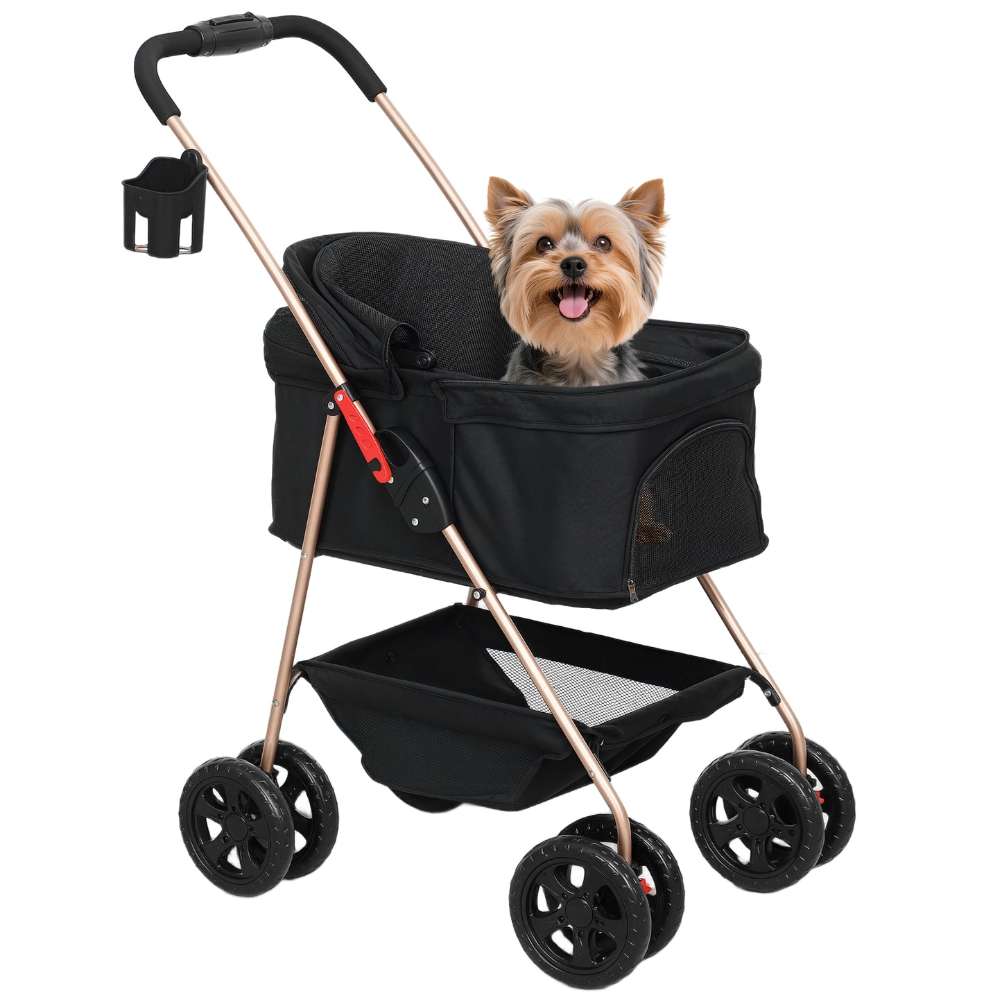 Pawhut Carrito Para Perros Plegable 3 En 1 Con Cesta De Almacenaje 76x50x102 Cm_0
