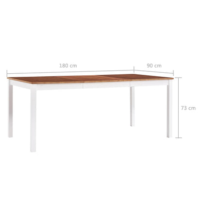 Mesa De Comedor De Madera De Pino Blanco Y Marrón 180x90x73 Cm_4