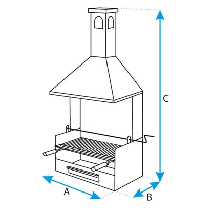 Cajón Barbacoa con chimenea, elevador y parrilla Inox Imex el Zorro 61 x 40 x 148 cm
