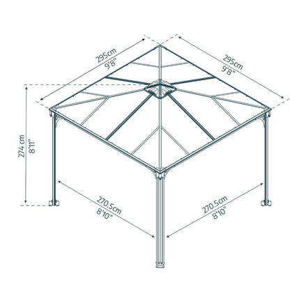 Gazebo Cenador Palermo aluminio 295x295 cm Canopia by Palram