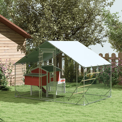 Pawhut Gallinero Para Exterior 3x2x2 M Con Comedero Colgante Tipo Brocheta Plata_1