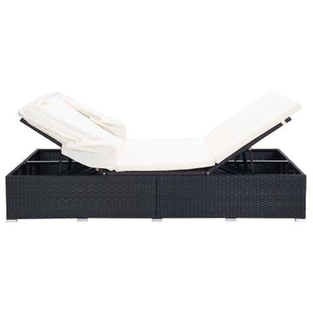 Vidaxl Tumbona Para 2 Personas Con Cojín Ratán Sintético Negro_4
