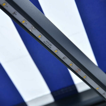 Toldo Retráctil Manual Con Led Azul Y Blanco 300x250 Cm_5