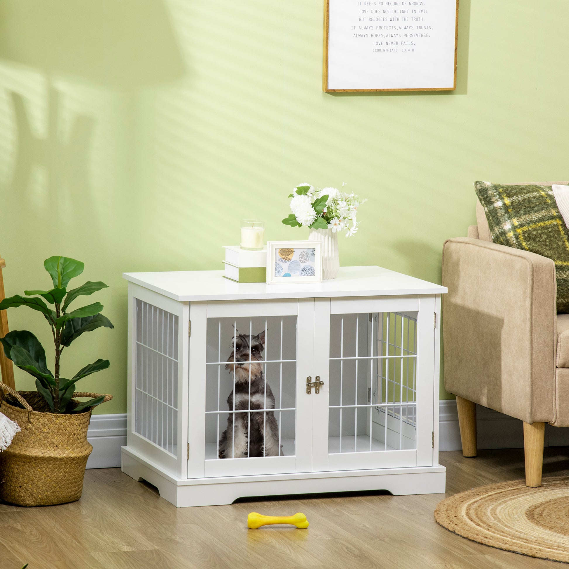 Pawhut Jaula Para Perros De Madera 76x54,5x56 Cm Superficie De Mesa_1