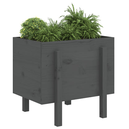 Jardinera De Madera Maciza De Pino Gris 62x50x57 Cm_2