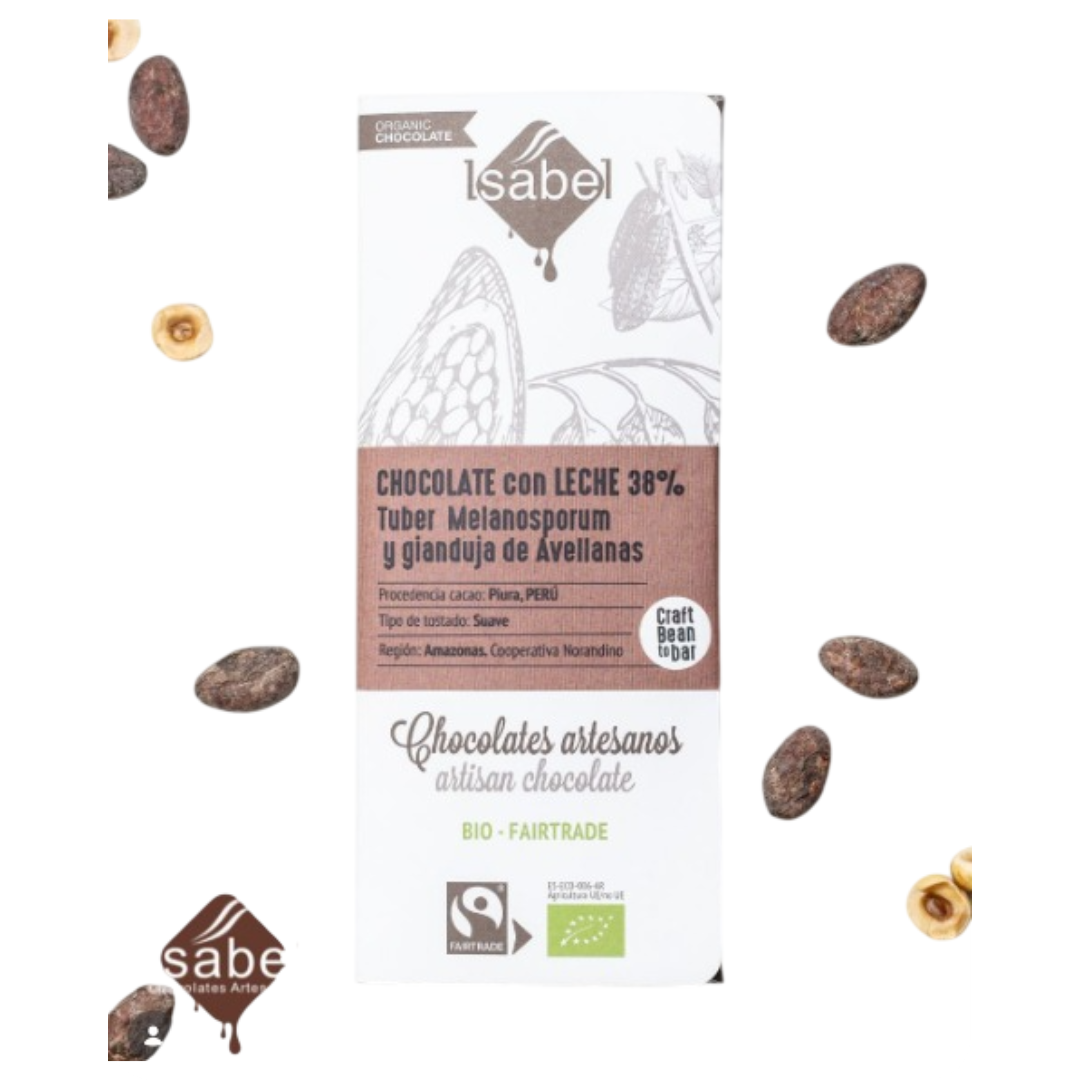 Tableta Bio&ft Chocolate Con Leche Bean To Bar 38% Cacao. Con Tuber Melanosporum Y Avellanas_0