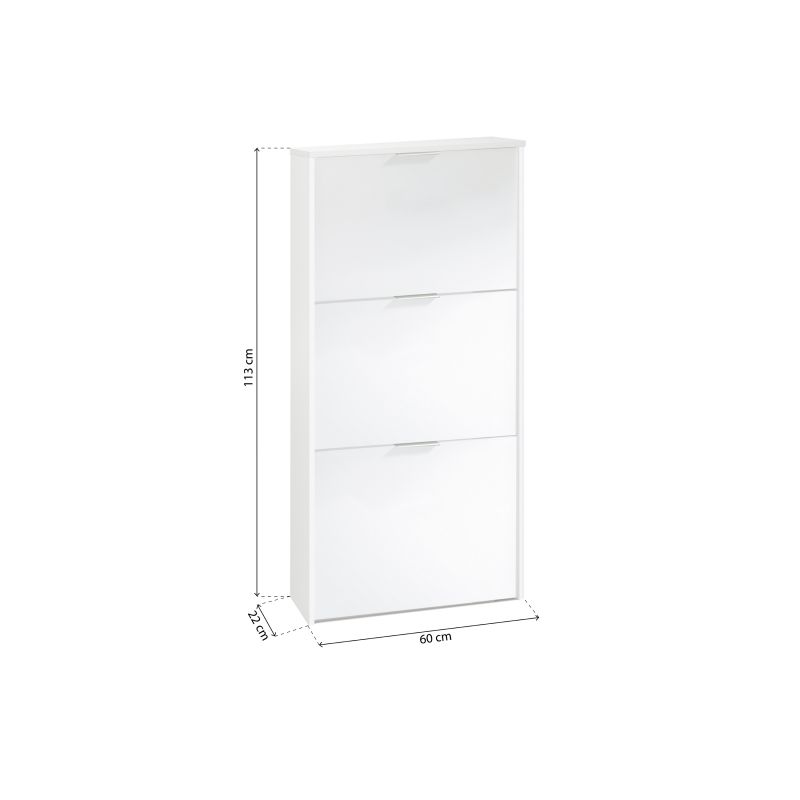Zapatero Remi De 3 Puertas Melamina, Blanco, 60 X 113 X 22_3