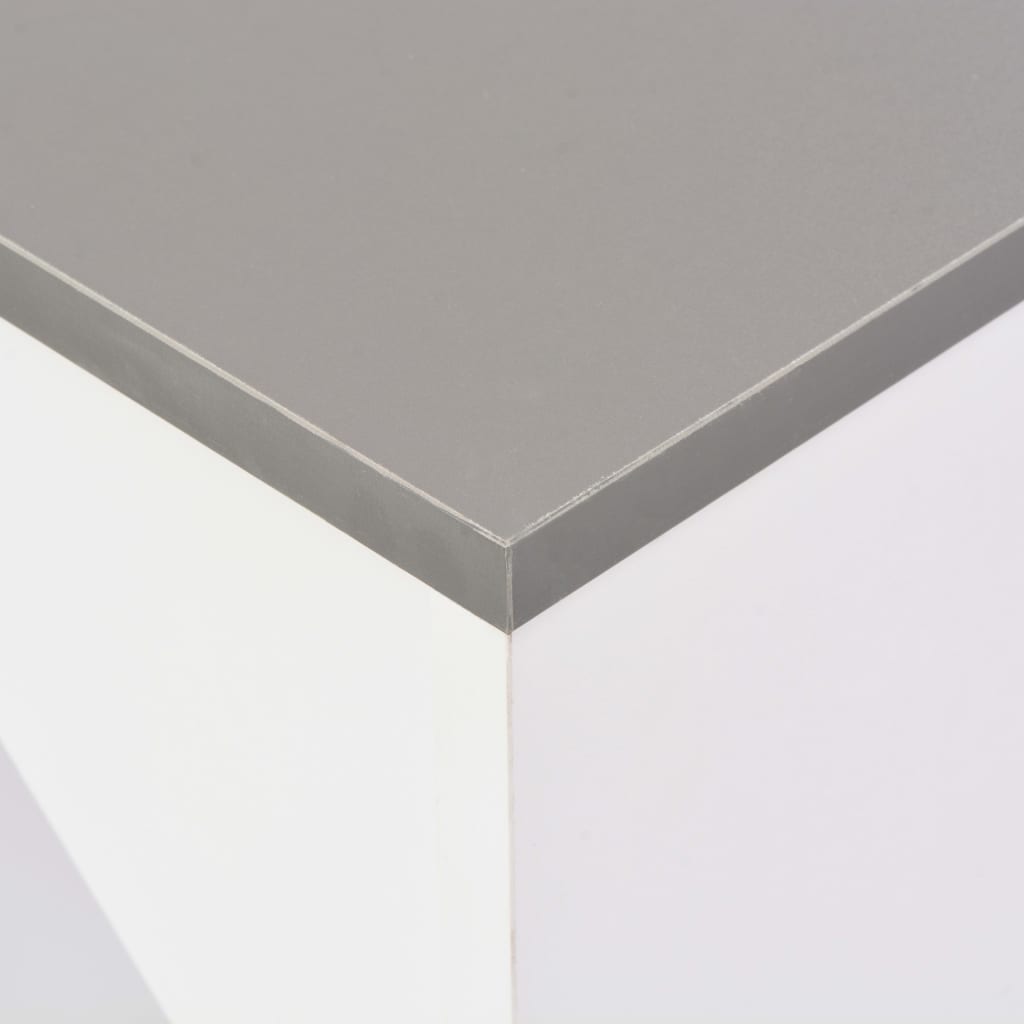 Mesa De Bar Con Estantería Móvil Blanca 138x39x110 Cm_3