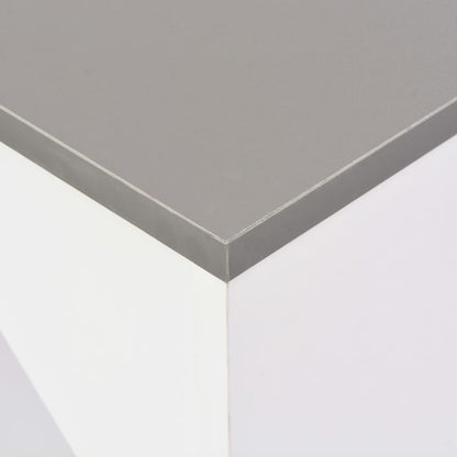 Mesa De Bar Con Estantería Móvil Blanca 138x39x110 Cm_3