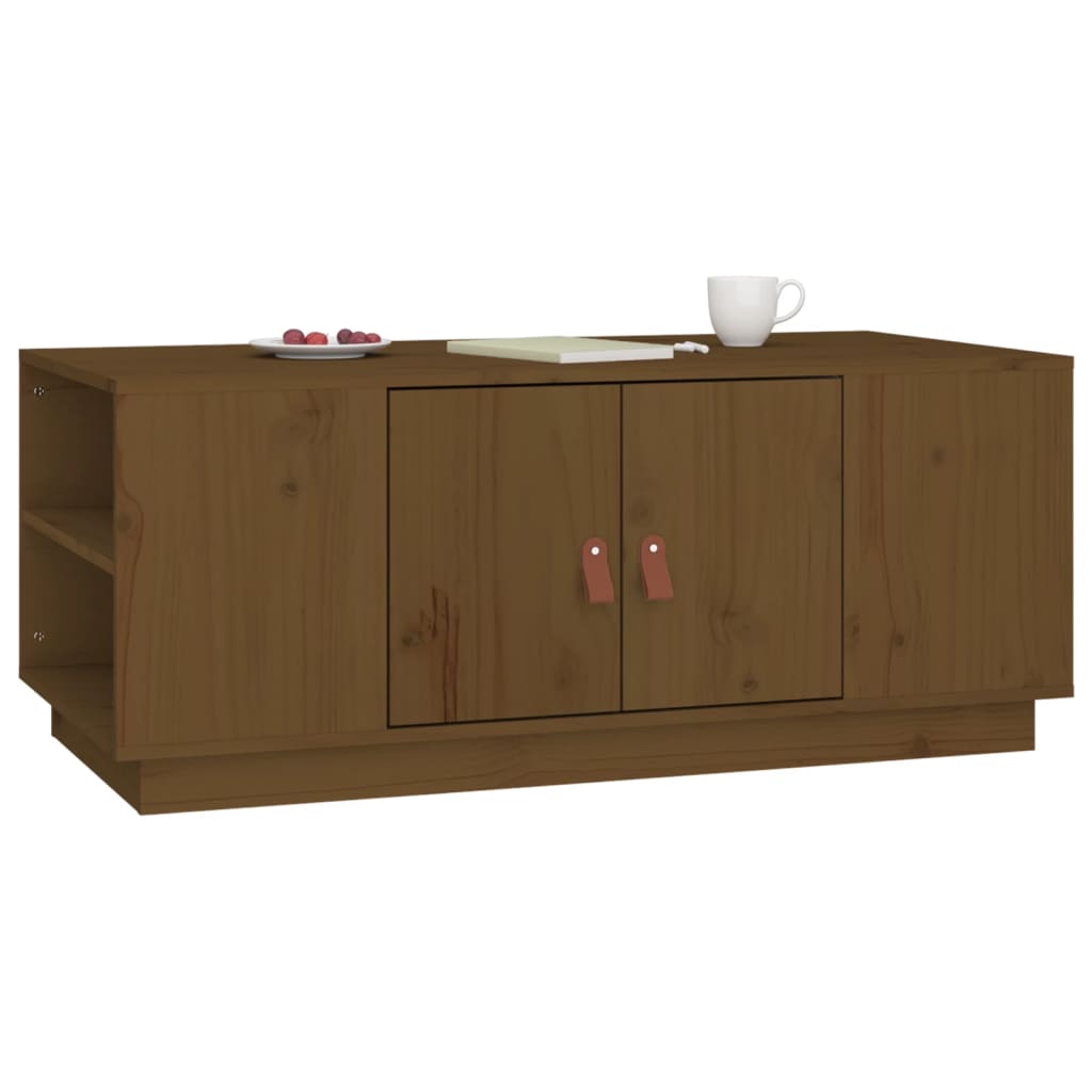 Mesa De Centro Madera Maciza De Pino Marrón Miel 100x50x41 Cm_3