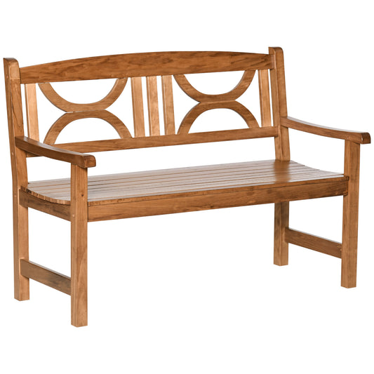 Outsunny Banco Madera Exterior 2 Plazas 123x61x89,5 Cm Con Reposabrazos Natural_0