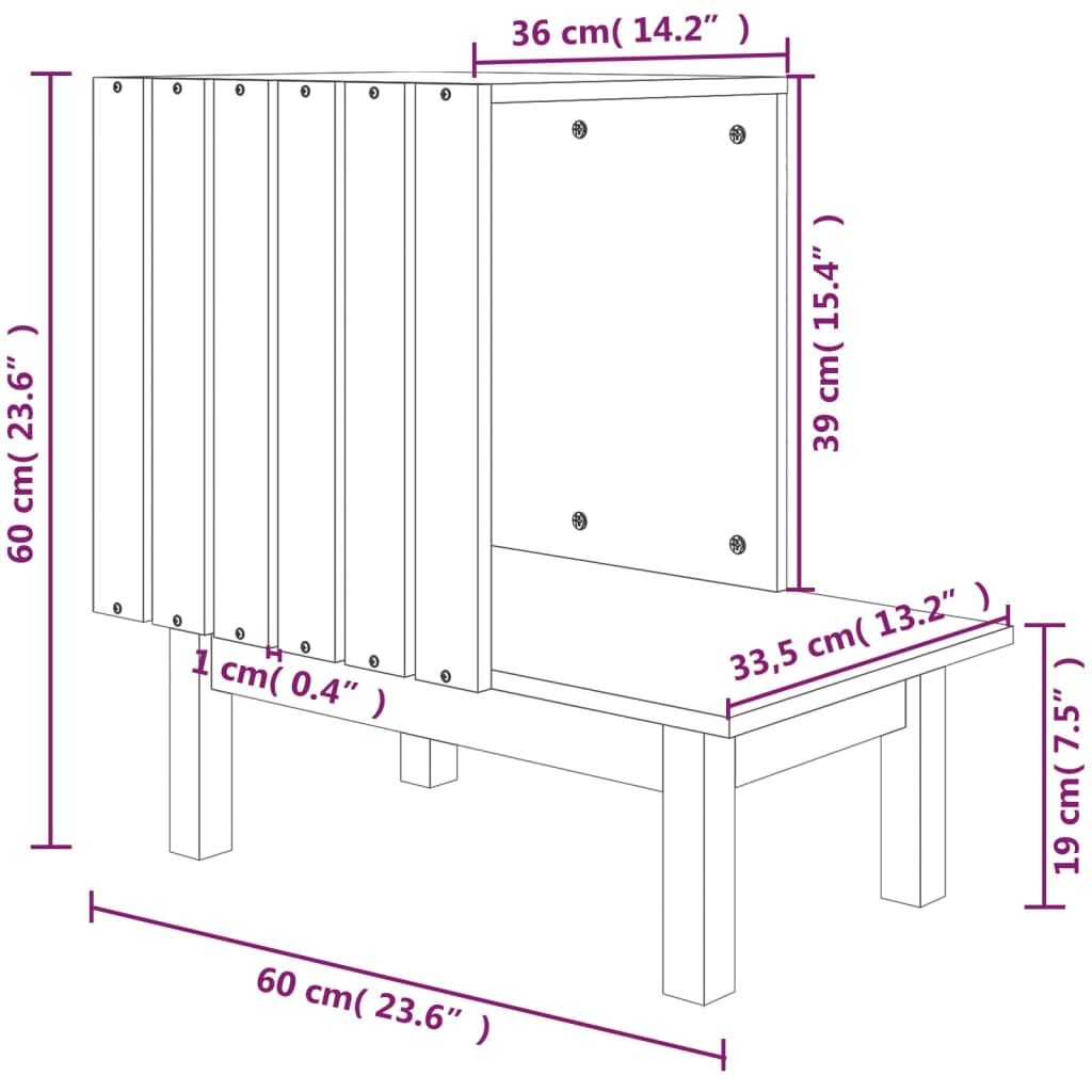 Vidaxl Casa Para Gatos De Madera Maciza De Pino Blanco 60x36x60 Cm_2