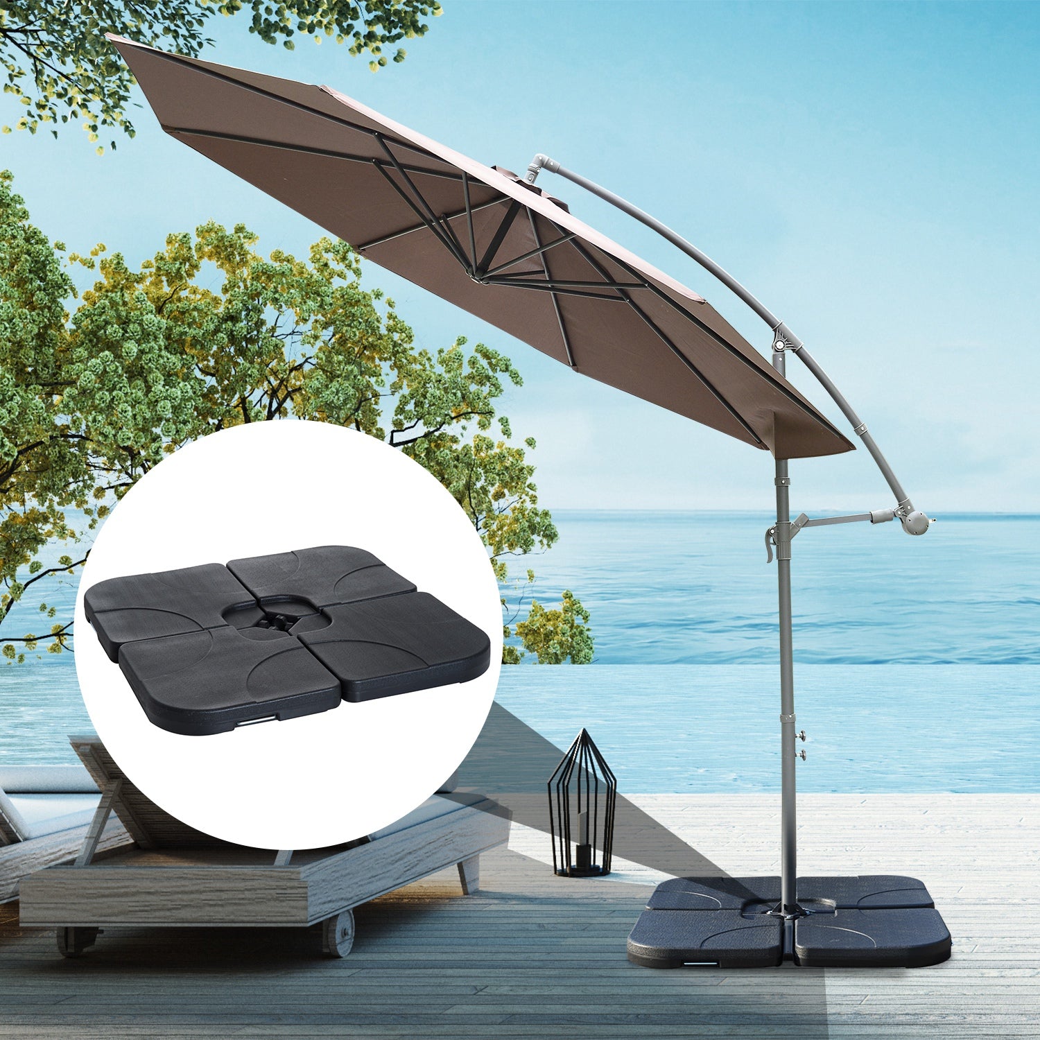 Outsunny Base Soporte De Sombrilla Pie Para Parasol Negro_1