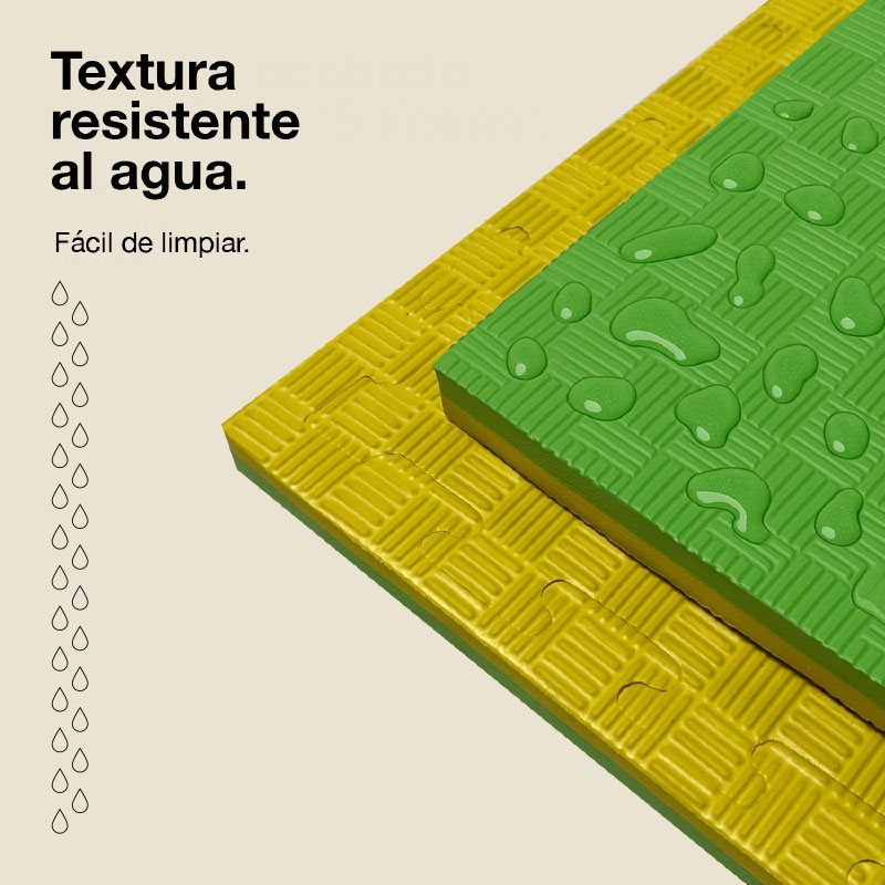 Tatami Puzzle 2,5cm 100x100cm, Pack 4 Unidades – Superficie 5 Líneas Amarillo/verde Jowy_4