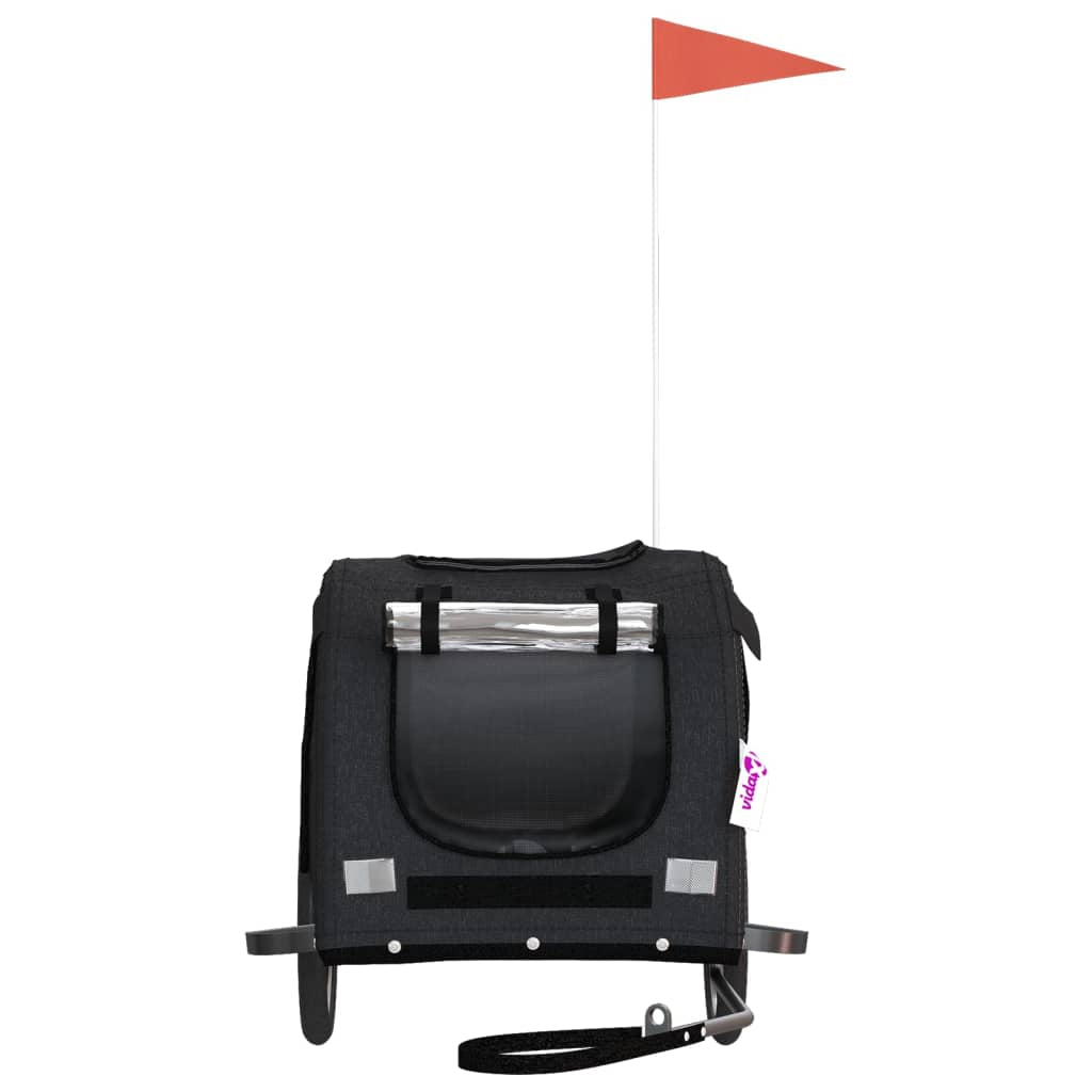 Vidaxl Remolque De Bicicleta Mascotas Hierro Tela Oxford Negro_3
