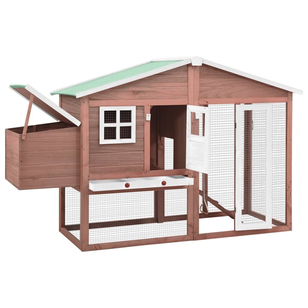 Vidaxl Gallinero Con Ponedero Madera Maciza Abeto Color Moca Y Blanco_1