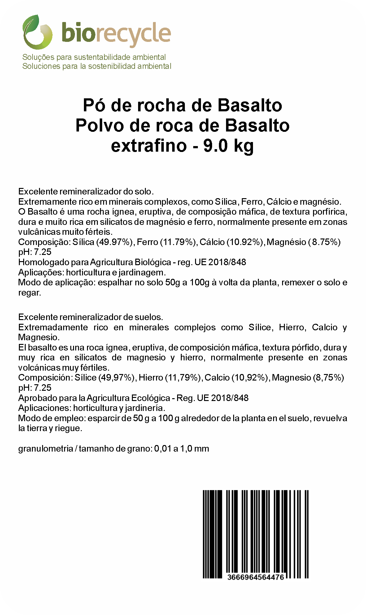 Polvo de roca de Basalto extrafino - 9.0 kg_1