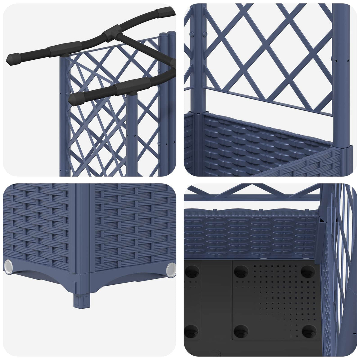 Cama Elevada Con Trellis Y Techo Gris 124 X 40 X 123 Cm Pp_5
